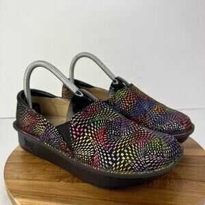 Alegria Debra Viewmaster Swirl Rainbow Leather Comfort Lite Clogs EU 36 US 6/6.5